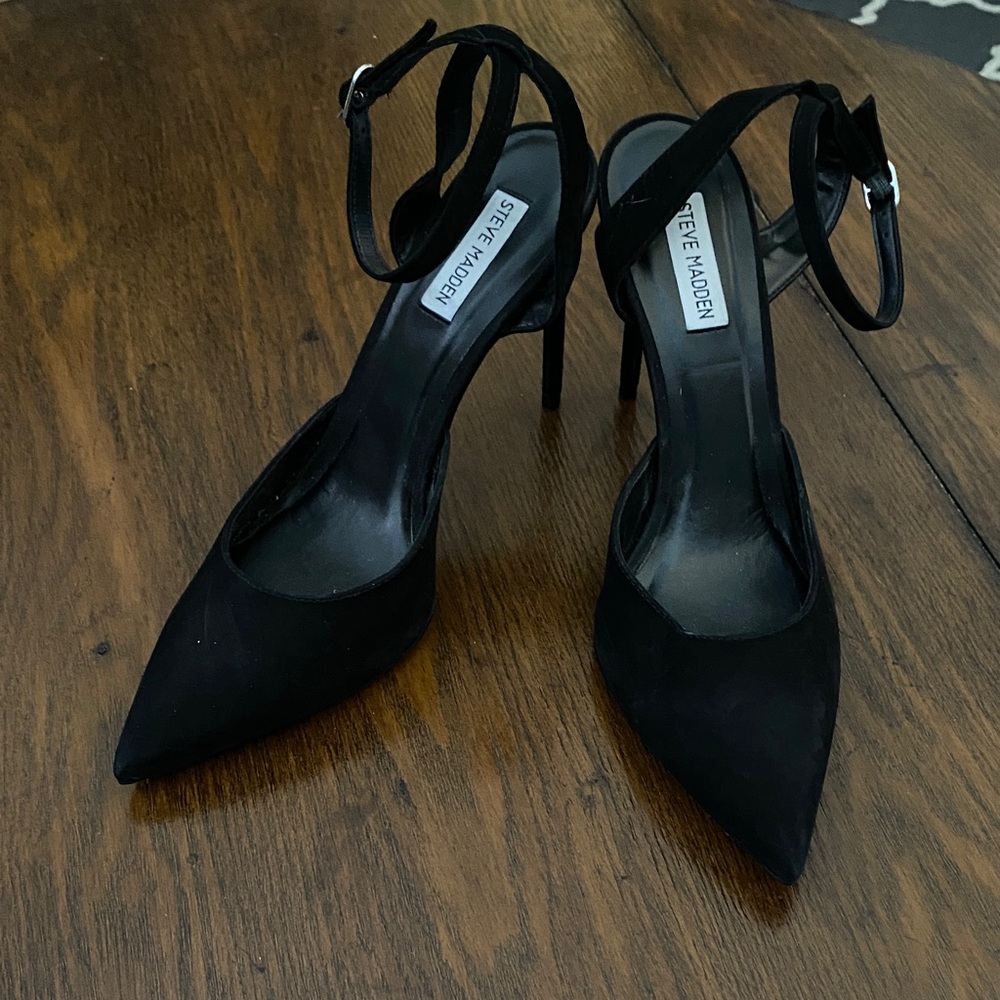 Steve Madden Classic Black Ankle Strap Heels